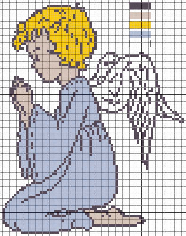Схемы вышивки ангелочков: варианты исполнения ангелочков крестом
